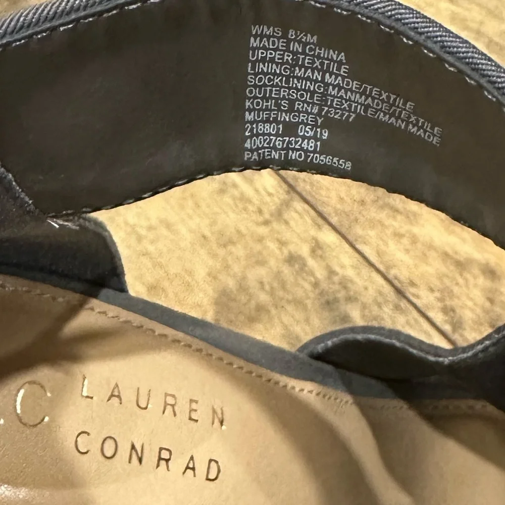 LAUREN CONRAD “Muffin” Grey Sueded Ankle Strap Heels, Size 8.5